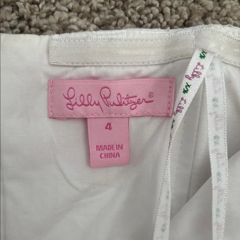 Lilly Pulitzer White Strapless Dress with Pink Scallop Embroidery - Picture 5 of 5